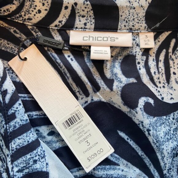 NWT - Chico's Zenergy Neema Bungee Dress - Size XL, Navy Print - Picture 3 of 7